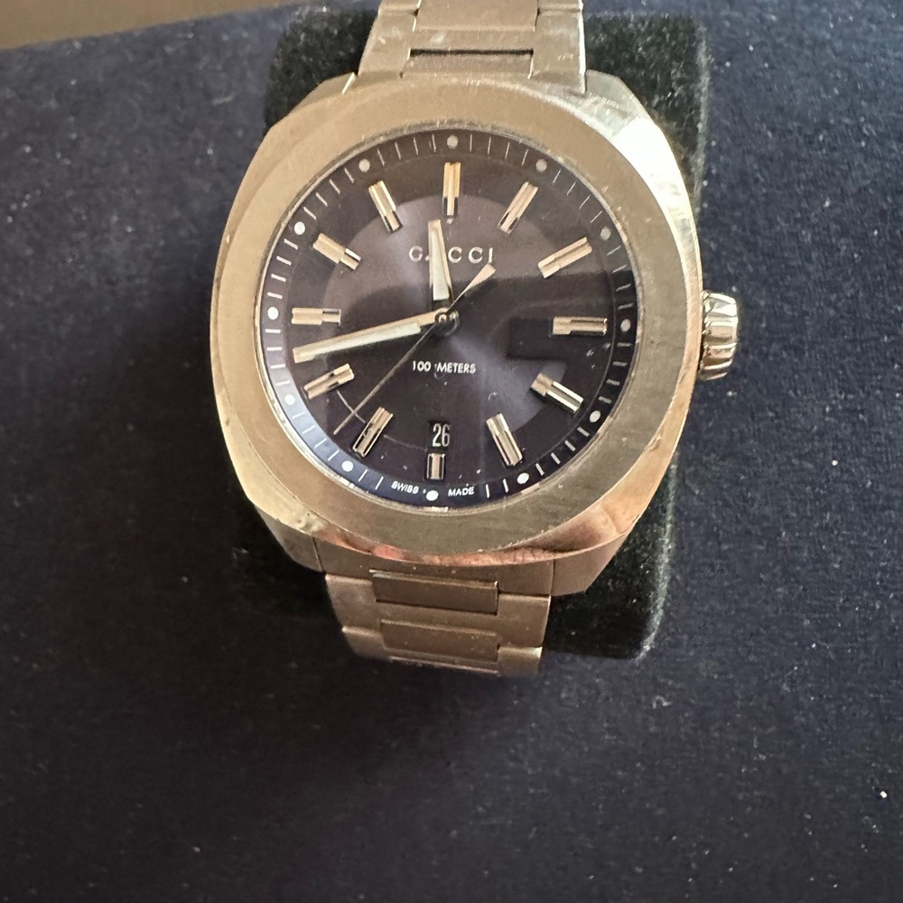 Gucci Stainless Steel Watch with Dark Dial